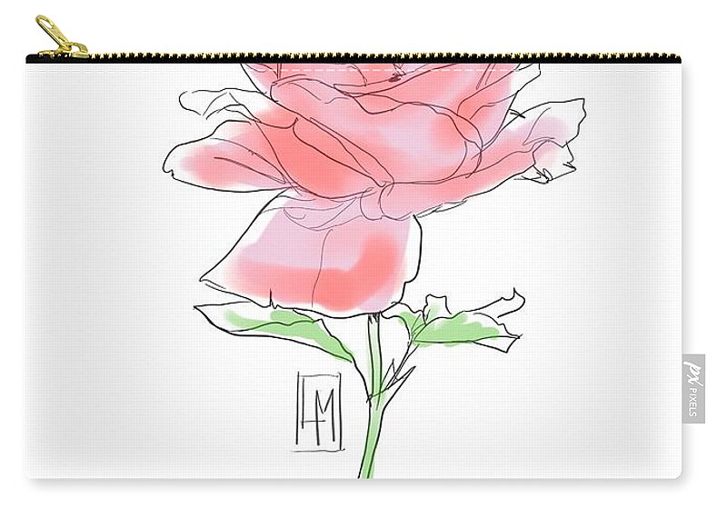 Plant Carry-all Pouch featuring the drawing A Red Rose by Luisa Millicent