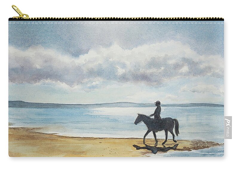 A Ride On The Beach Zip Pouch featuring the painting A Ride on the Beach by Michelle Constantine