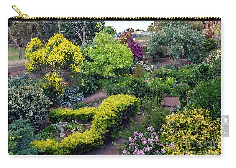 Garden Zip Pouch featuring the photograph A Riot of Colour by Elaine Teague