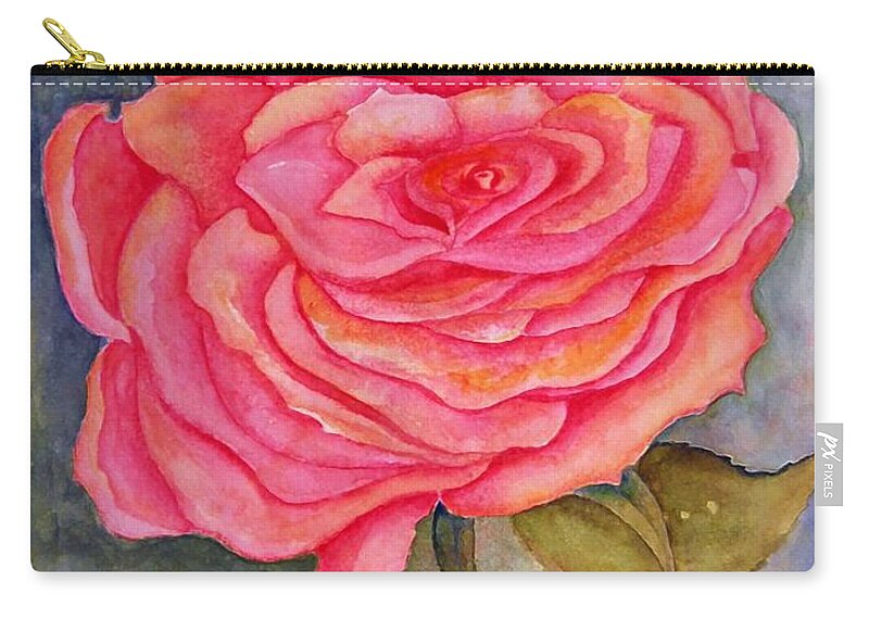 Rose Zip Pouch featuring the painting A Rose is a Rose by Vallee Johnson