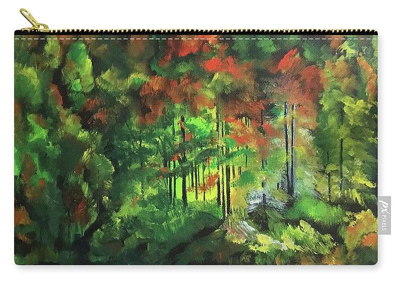 Woodland Scene. Landscape Zip Pouch featuring the painting A scenic gift from God by Ellen Canfield