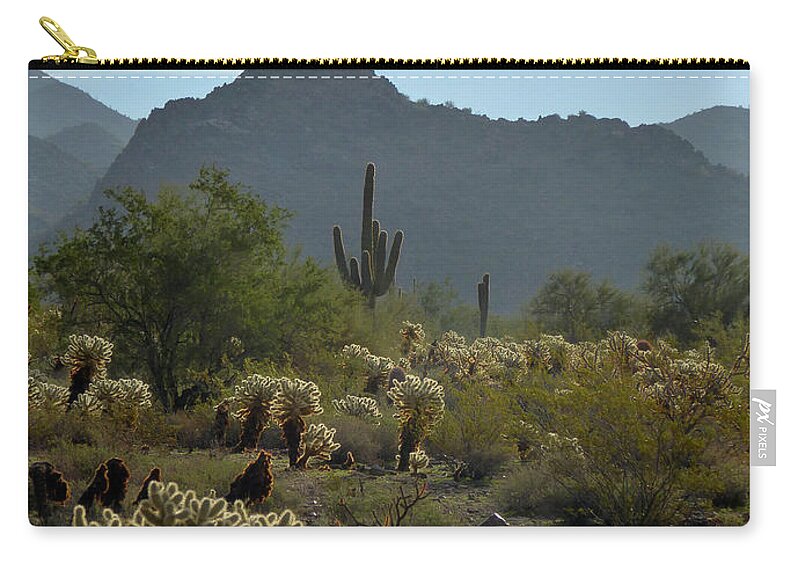 Southwestern Zip Pouch featuring the photograph A Scottsdale Vista by Gordon Beck