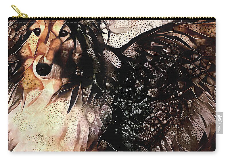 Shelties Zip Pouch featuring the digital art A Sheltie Named Boots by Peggy Collins