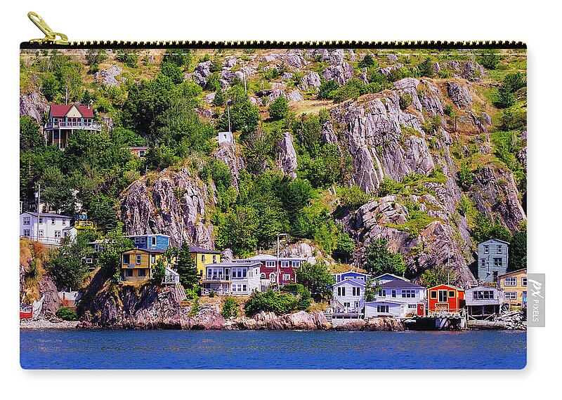 The Battery Zip Pouch featuring the photograph A Splash of Red - The Battery, St John's by Laura Tucker