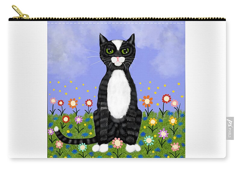 Cat Zip Pouch featuring the digital art A Spring day 0 by Elaine Hayward