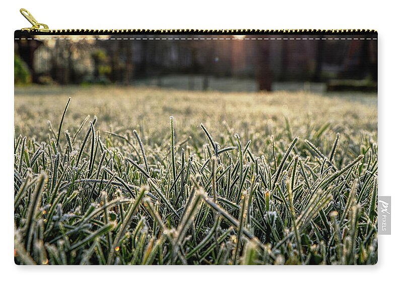 Environment Carry-all Pouch featuring the photograph Stem of grass are covering snow. by Vaclav Sonnek