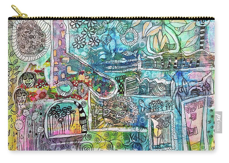 Drawing Zip Pouch featuring the mixed media A Story within a Story .. within a Story by Mimulux Patricia No