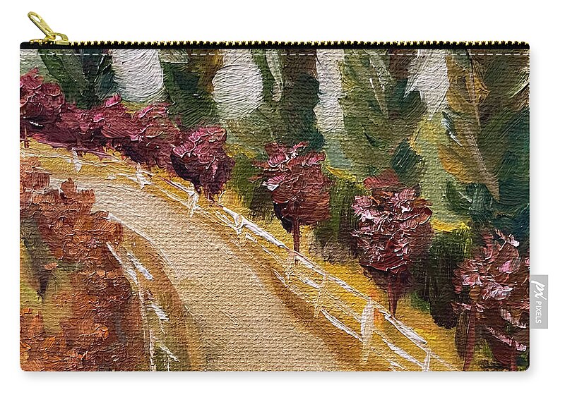 Pauba Road Zip Pouch featuring the painting A Stretch of Pauba Temecula by Roxy Rich