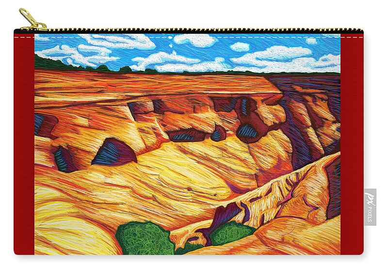 Arizona Carry-all Pouch featuring the digital art A Sunny Day At Canyon de Chelly by Rod Whyte