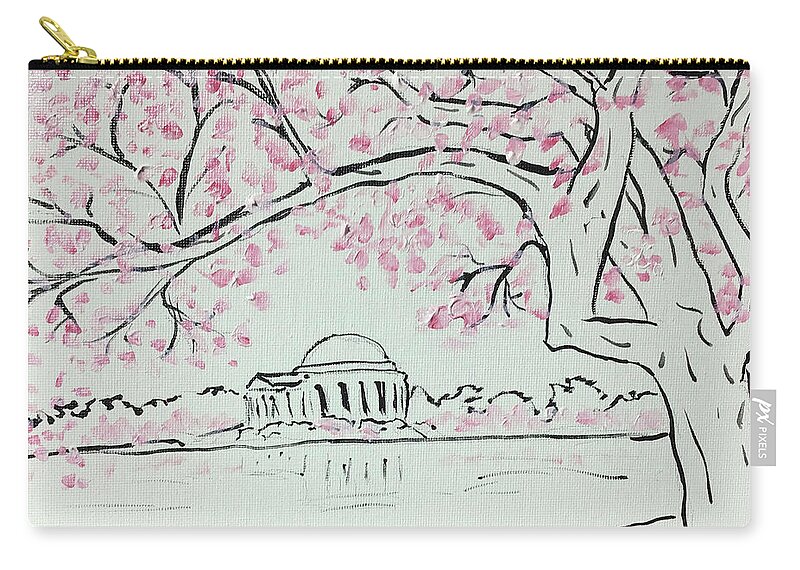 Cherry Blossoms Zip Pouch featuring the painting A touch of pink #3 by John Macarthur