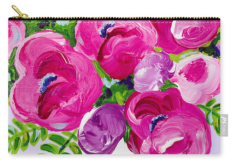 Abstract Floral Carry-all Pouch featuring the painting A Touch of Violet by Beth Ann Scott
