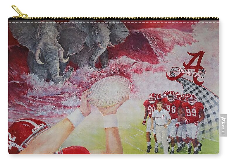 Alabama Zip Pouch featuring the painting A Tradition of Heroes by ML McCormick