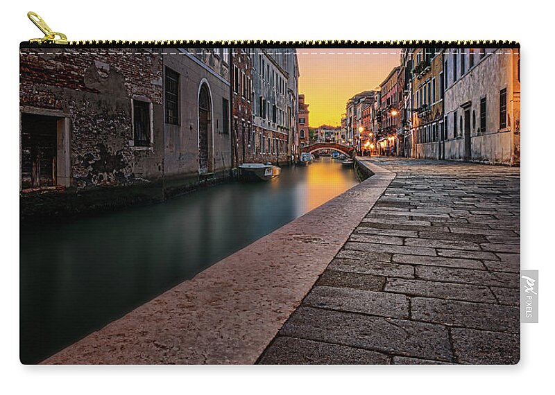 Canal Zip Pouch featuring the photograph A Venice corner by The P