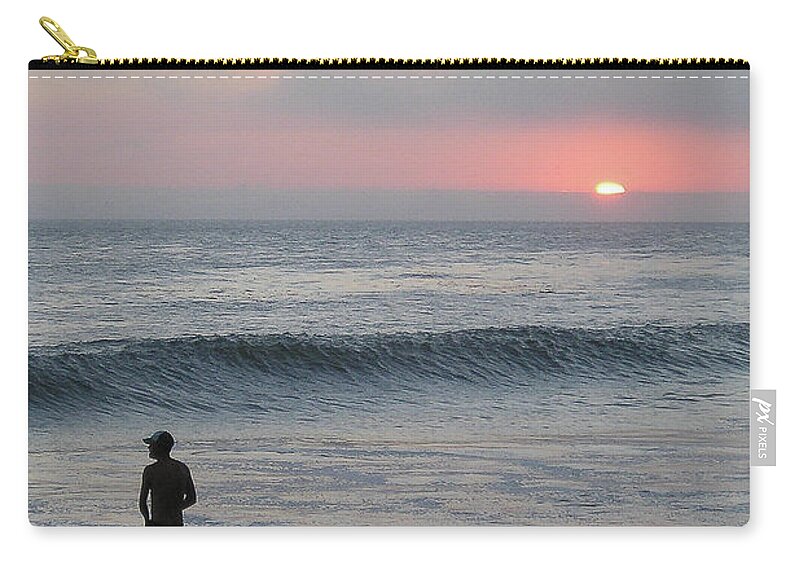 Wake Boarding Zip Pouch featuring the photograph A Wake At Sunset by Jennifer Kane Webb