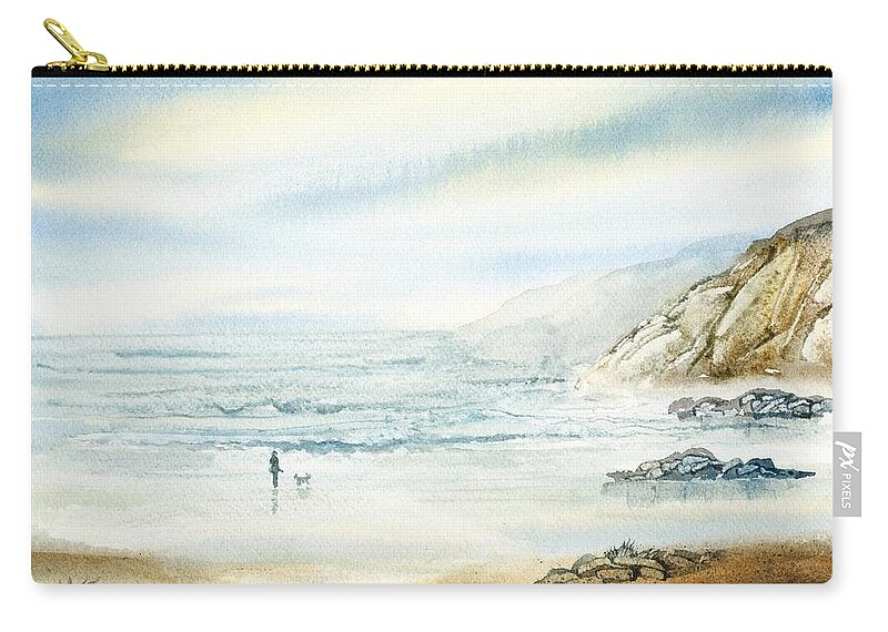 Walk Zip Pouch featuring the painting A walk by the sea. by Nataliya Vetter