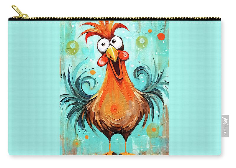 Rooster Zip Pouch featuring the painting A Wild And Crazy Guy by Tina LeCour