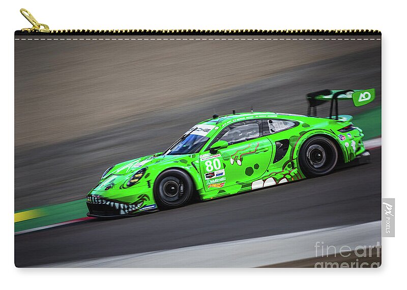 Car Zip Pouch featuring the photograph AO Racing GT3 R T-Rex by Anthony Michael Bonafede