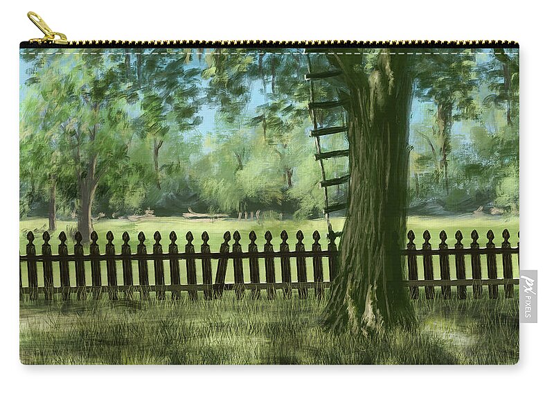 Aaron Zip Pouch featuring the digital art Aarons Ladder by Larry Whitler