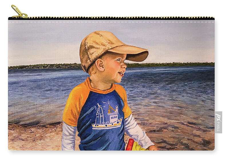 Oil Painting Zip Pouch featuring the painting AB at The Pond on Marthas Vineyard by Sherrell Rodgers