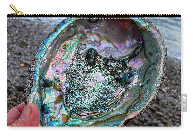 Glass Beach Abalone Zip Pouch featuring the photograph Abalone by Perry Hoffman