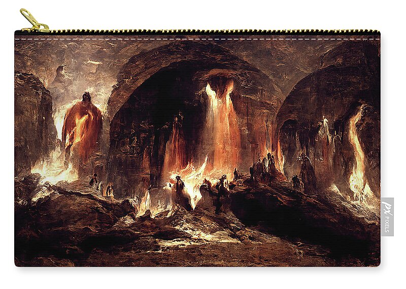 Dante Zip Pouch featuring the painting Abandon all hope, you who enter here, 03 by AM FineArtPrints
