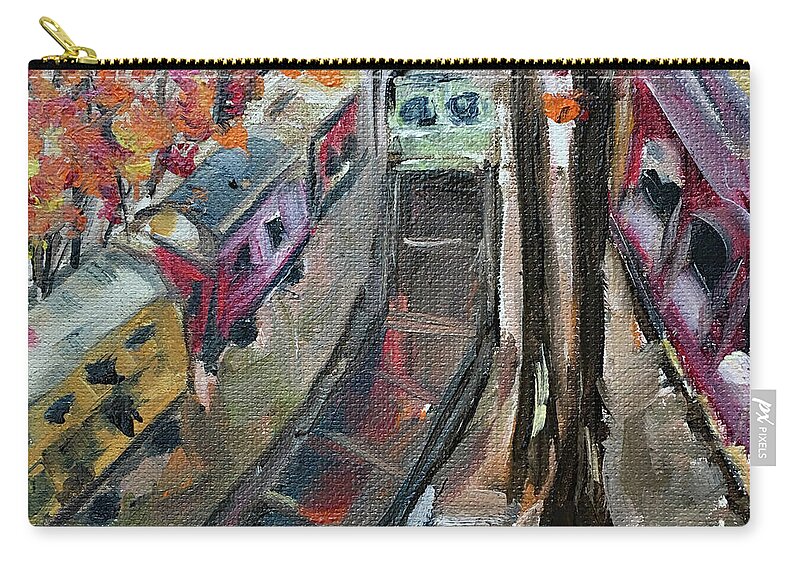 Trainyard Zip Pouch featuring the painting Abandoned Train Yard by Roxy Rich