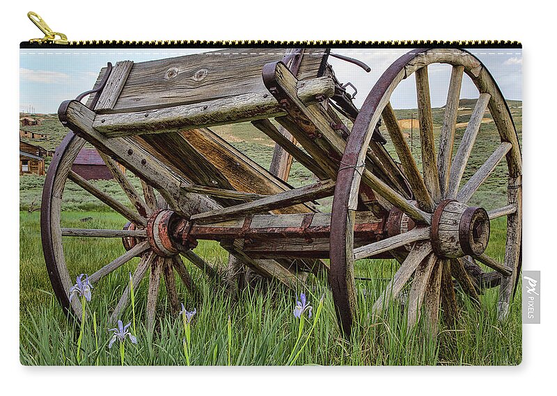 Bodie Zip Pouch featuring the photograph Abandoned Wagon in Bodie by Cheryl Strahl