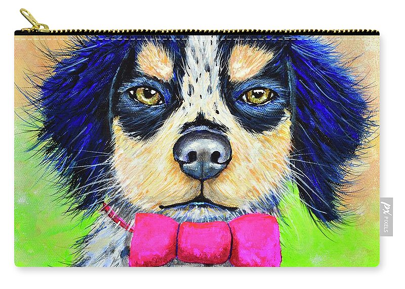 Dog Zip Pouch featuring the painting Abby by Mary Scott