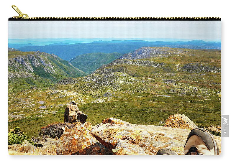 Tantalising Tasmania Series By Lexa Harpell Zip Pouch featuring the photograph Absorbing the Moment by Lexa Harpell