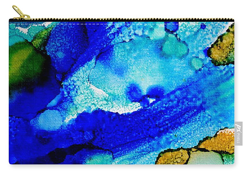 Abstract Zip Pouch featuring the painting Abstract 29 Blue by Lucie Dumas