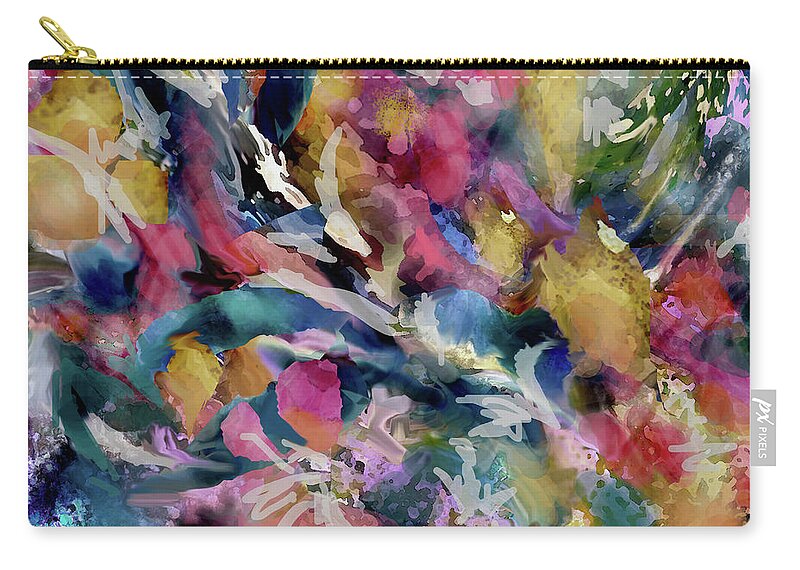 Colorful Abstract Zip Pouch featuring the digital art Abstract 6-22-19-Detail by Jean Batzell Fitzgerald
