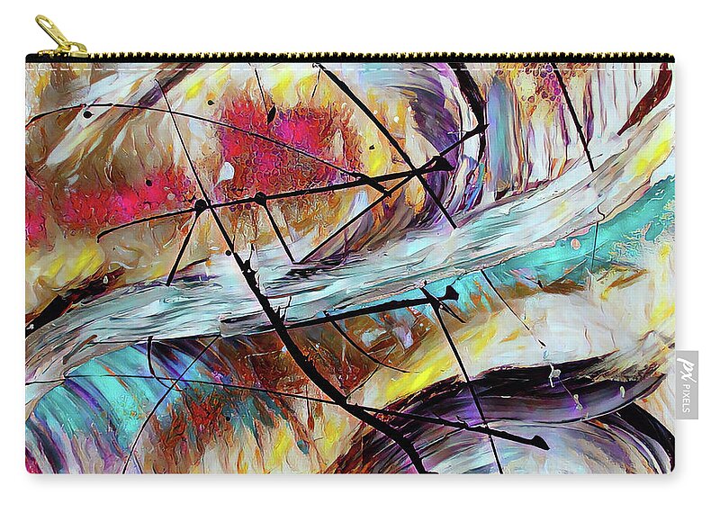 Abstract Zip Pouch featuring the painting Abstract Art - Fly of the Phoenix by Patricia Piotrak