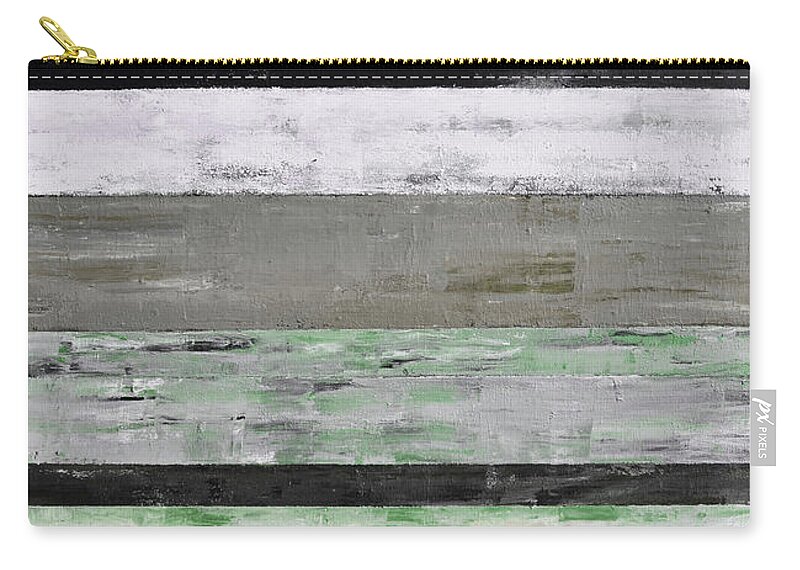 Abstract Zip Pouch featuring the painting Abstract Black White Grey by Green Palace
