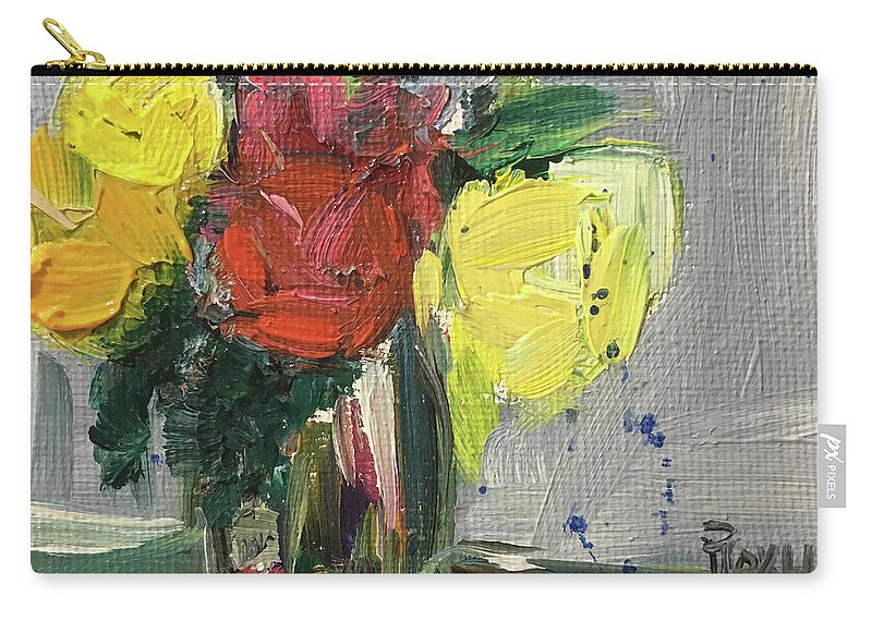 Flowers Carry-all Pouch featuring the painting Abstract Bunch by Roxy Rich