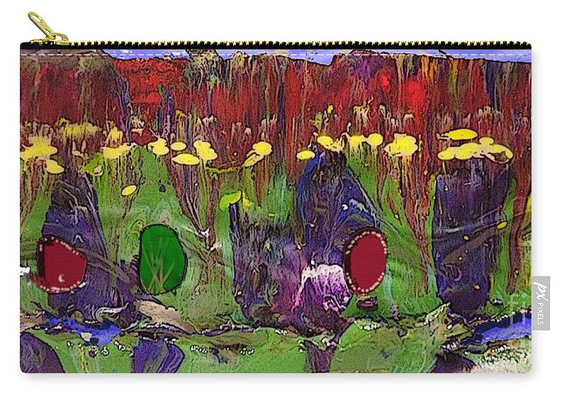 Abstract Zip Pouch featuring the digital art Abstract Cartoonified by Lori Kingston