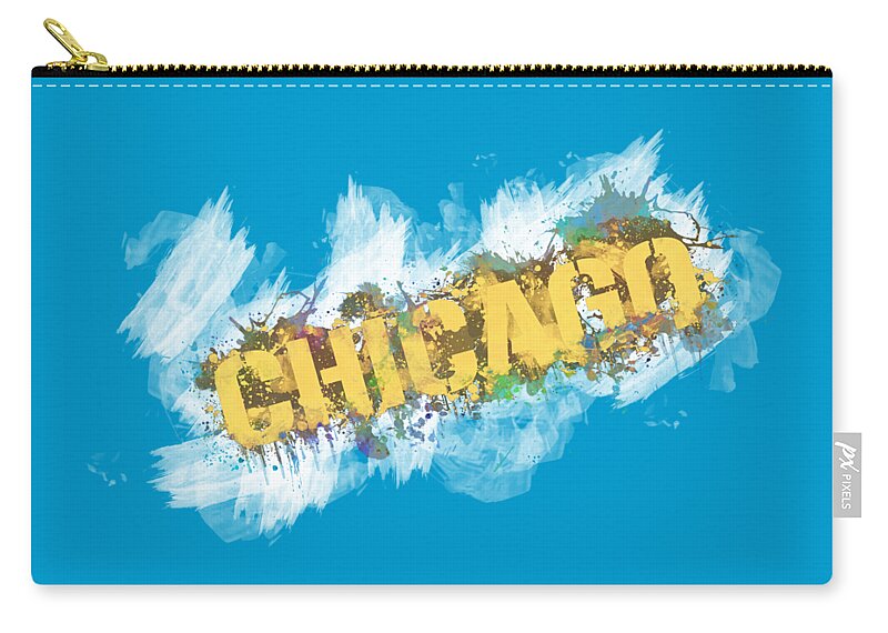 Abstract Chicago Zip Pouch featuring the painting Abstract Chicago Design - Illinois USA by Stefano Senise