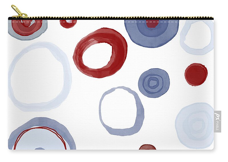 Abstract Shapes Zip Pouch featuring the painting Abstract Circles in Red White and Blue by Patricia Awapara