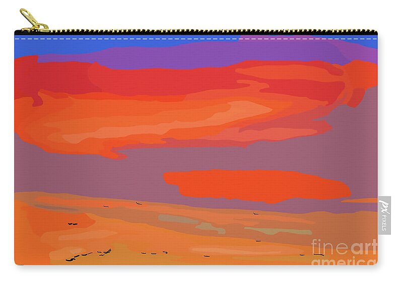 Abstract-sunset Zip Pouch featuring the digital art Abstract Coastal Sunset by Kirt Tisdale