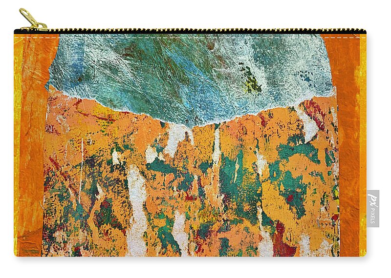 Abstract Collage Zip Pouch featuring the mixed media Abstract Collage June 18 by Lorena Cassady