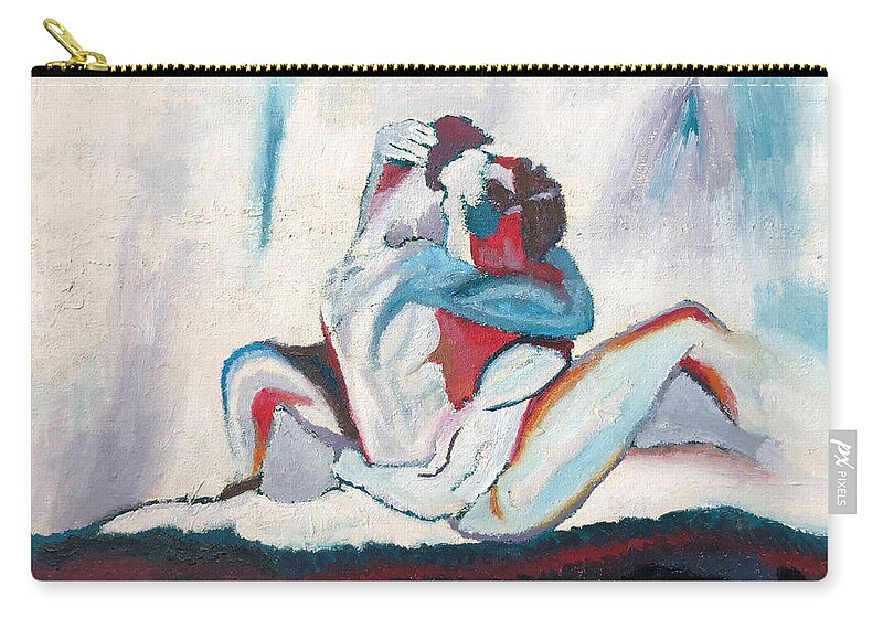 Abstract Zip Pouch featuring the painting Abstract Couple by Troy Caperton