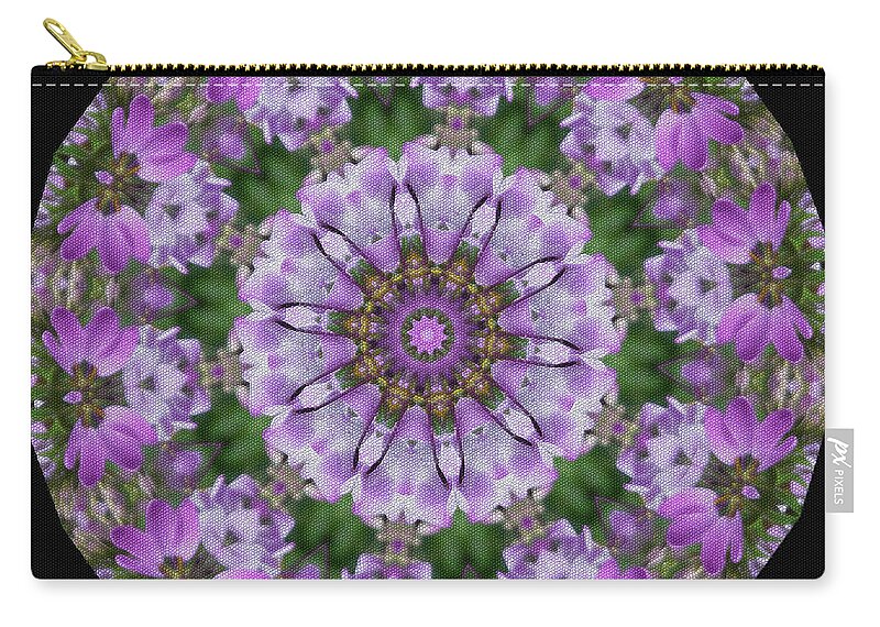 Purple Zip Pouch featuring the digital art Abstract Floral Mandala by Yvonne Johnstone
