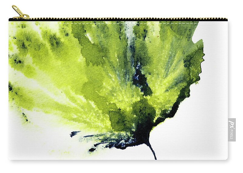 Modern Flowers Zip Pouch featuring the painting Abstract Flower Green Navy 2 by Catherine Jeltes