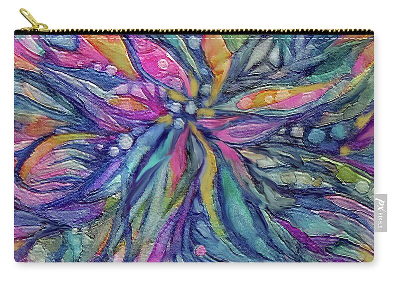Abstract Flower Zip Pouch featuring the painting Abstract Flower by Jean Batzell Fitzgerald