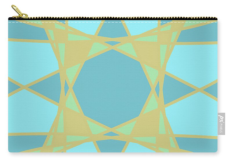 Home Decor Zip Pouch featuring the digital art Abstract Flower - Modern Design Pattern in Blue and Yellow by Patricia Awapara