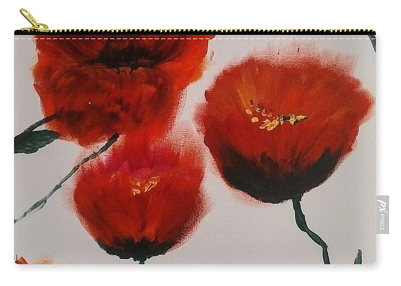 Poppy Zip Pouch featuring the painting Abstract Flowers by Lynne McQueen