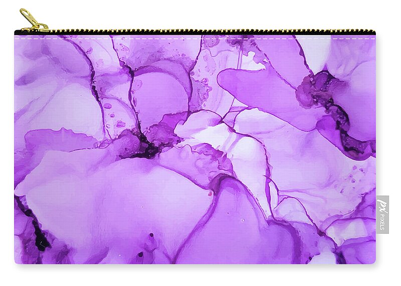 Liquid Zip Pouch featuring the digital art Abstract Fresh Purple Ink Liquid by Sambel Pedes