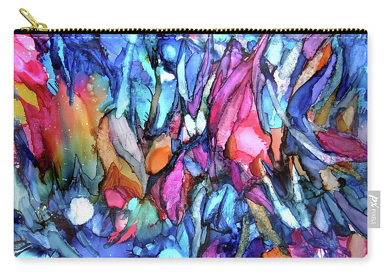 Alcohol Ink Zip Pouch featuring the painting Abstract Garden by Jean Batzell Fitzgerald