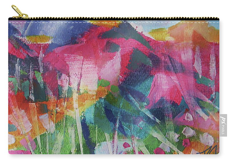 Colorful Abstract Zip Pouch featuring the painting Abstract Landscape 5920 by Jean Batzell Fitzgerald
