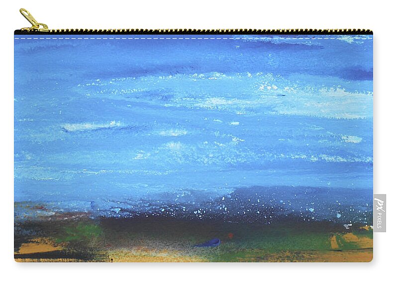 Abstract Landscape Zip Pouch featuring the painting Abstract Landscape Contemporary Interior Decor Wall Art X by Irina Sztukowski