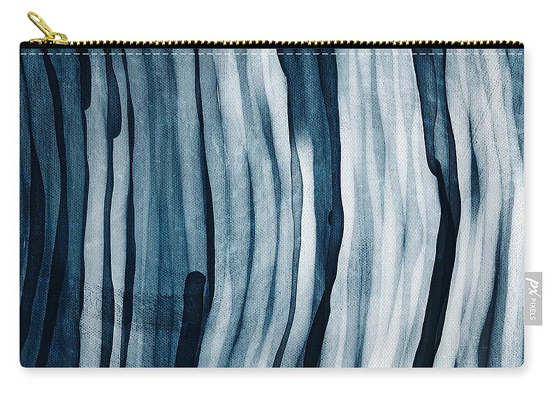 Abstract Zip Pouch featuring the painting Abstract Lines curved navy blue lines by Itsonlythemoon